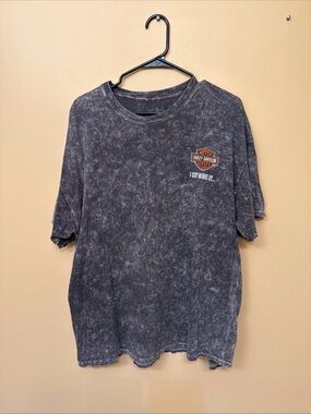 Harley-Davidson Black Mineral Wash Short Sleeve Tee with Chest Patch